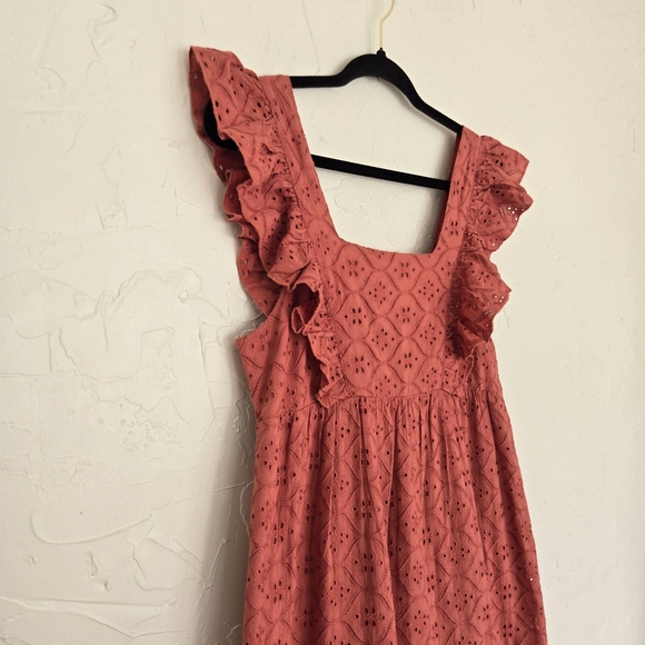 Ba&sh Eyelet Ruffle Rose Pink Dress - Picture 5 of 11